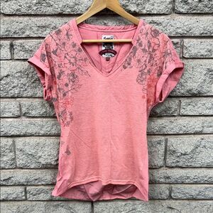 Coral Floral V-Neck Women's Tee